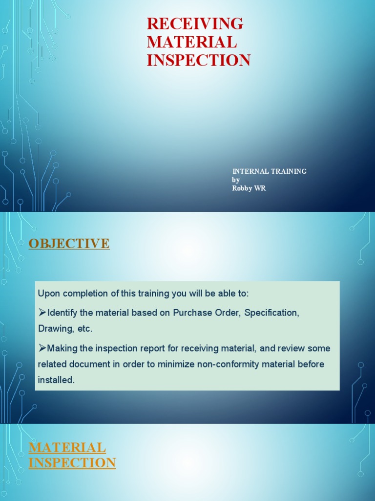 Material Inspection Training Guide | PDF | Quality | Business Process