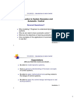 Introduction To System Dynamics and Automatic Control: Several Questions?