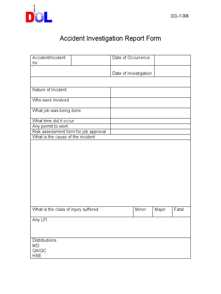 Accident Investigation Form | PDF
