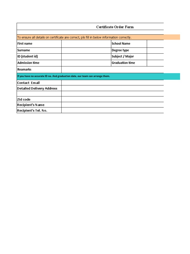 Certificate Order Form | PDF