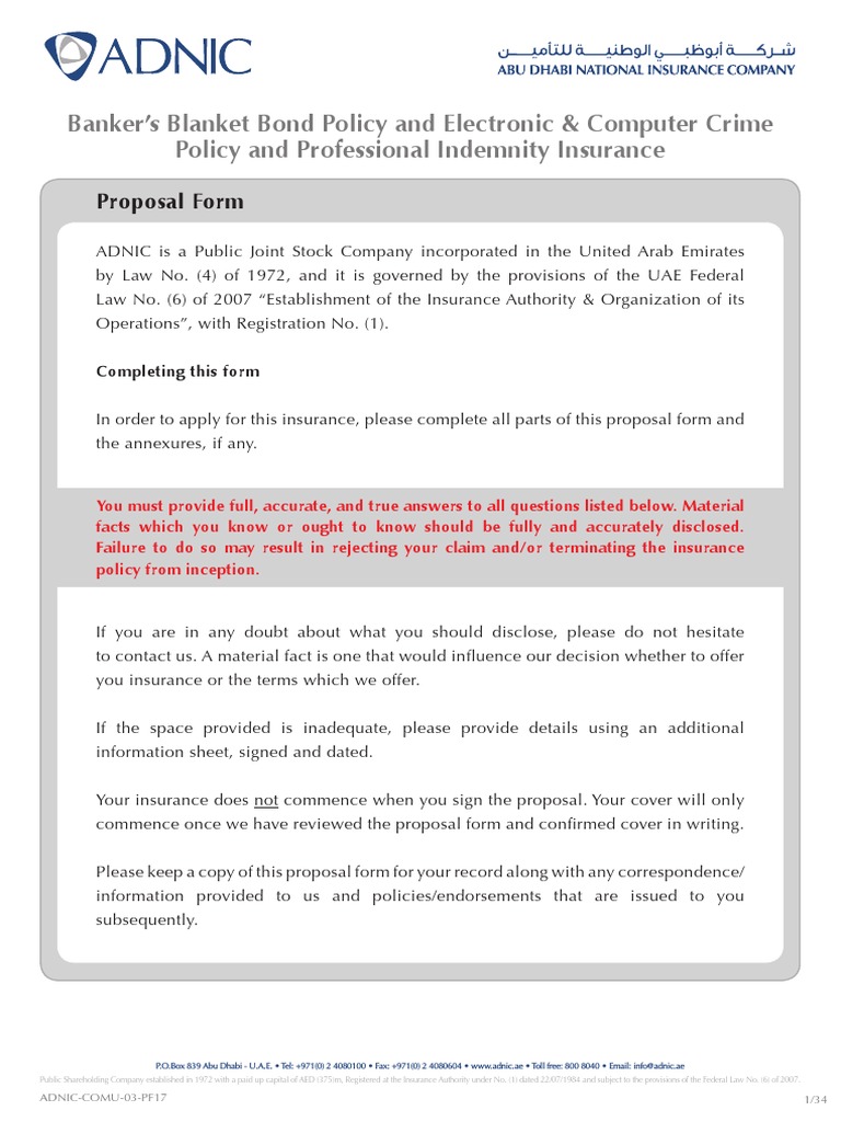 Bankers Blanket Bond Proposal Form PDF Bank Vault Banks