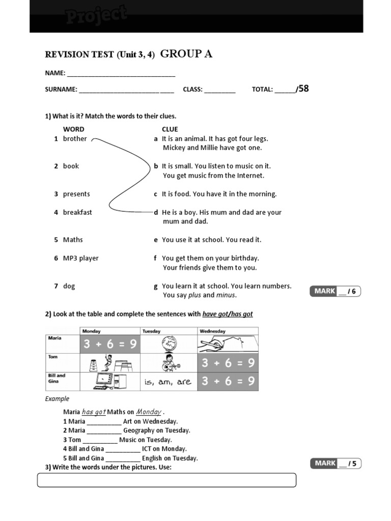 Group A: Revision Test (Unit 3, 4) | PDF
