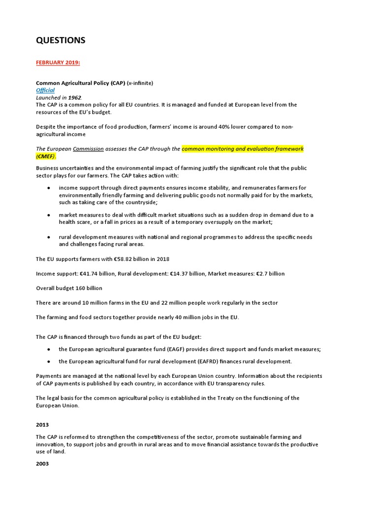 Political Affairs Questions | PDF | European Union | Common ...