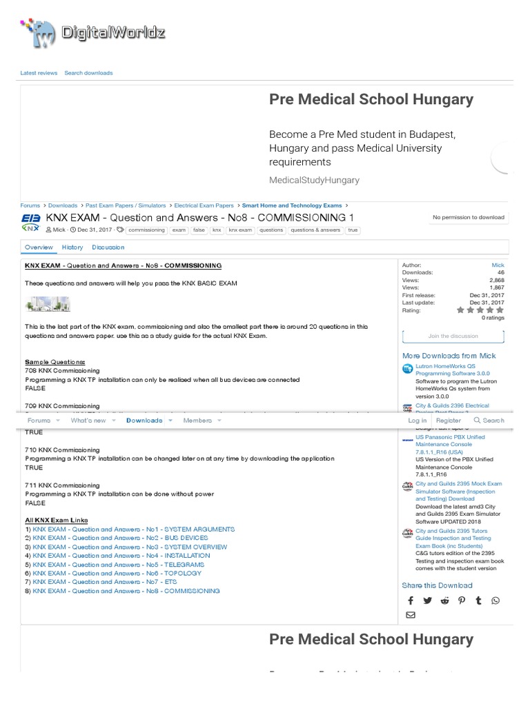 KNX EXAM - Question And Answers - No8 - COMMISSIONING.
