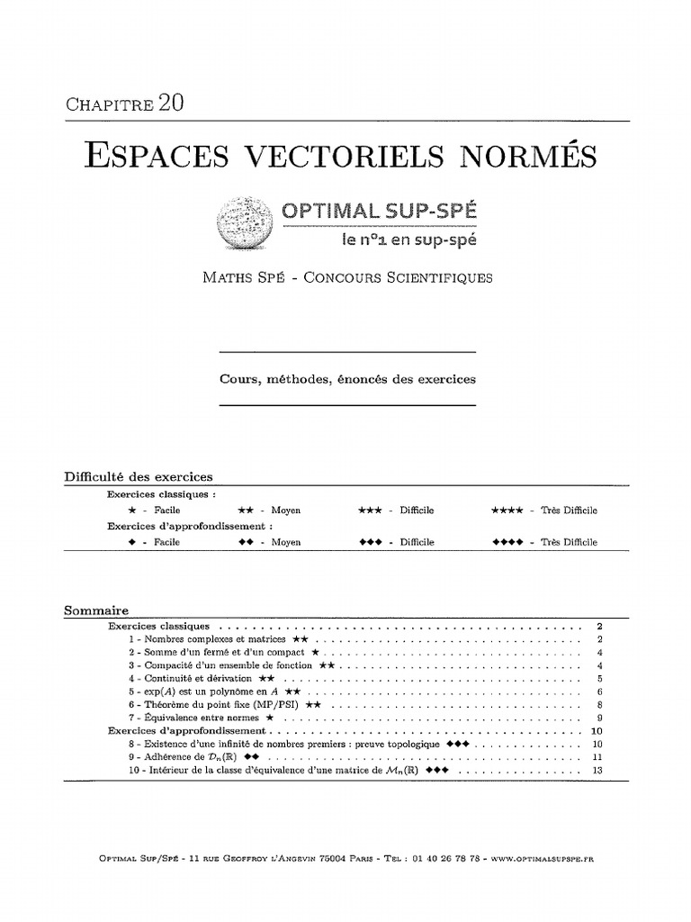Espaces Vectoriels Normés | PDF