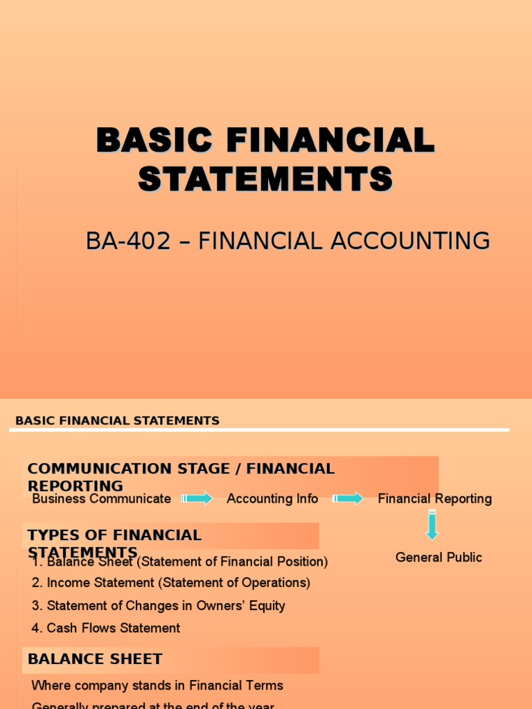 Overview of Basic Financial Statements | PDF | Balance Sheet | Equity ...