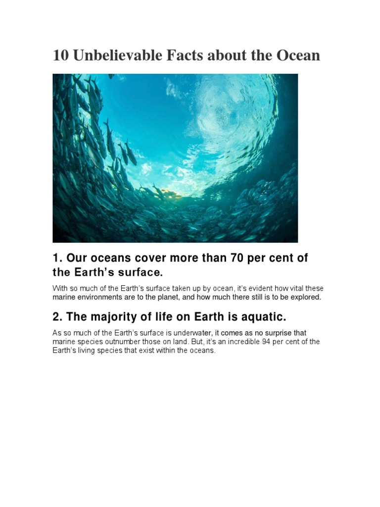 10 Unbelievable Facts About The Ocean | PDF | Oceans | Marine Biology