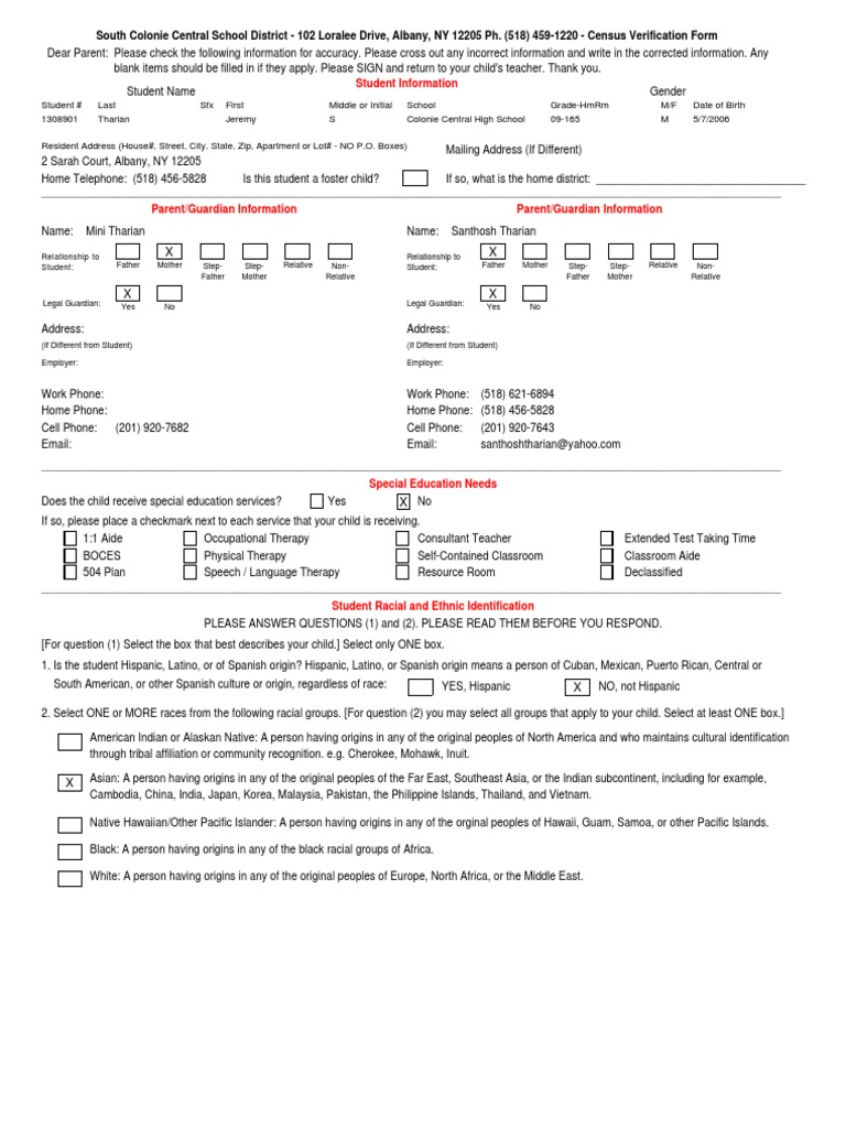 Census Verification Form Instructions | PDF | The United States