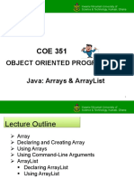 Java Arrays and ArrayList Guide for COE 351 Class