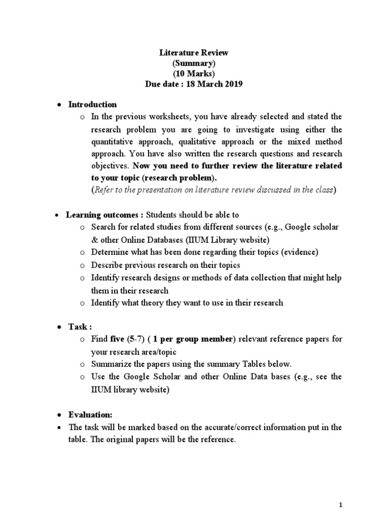 Assignment 2 Literature Review | PDF