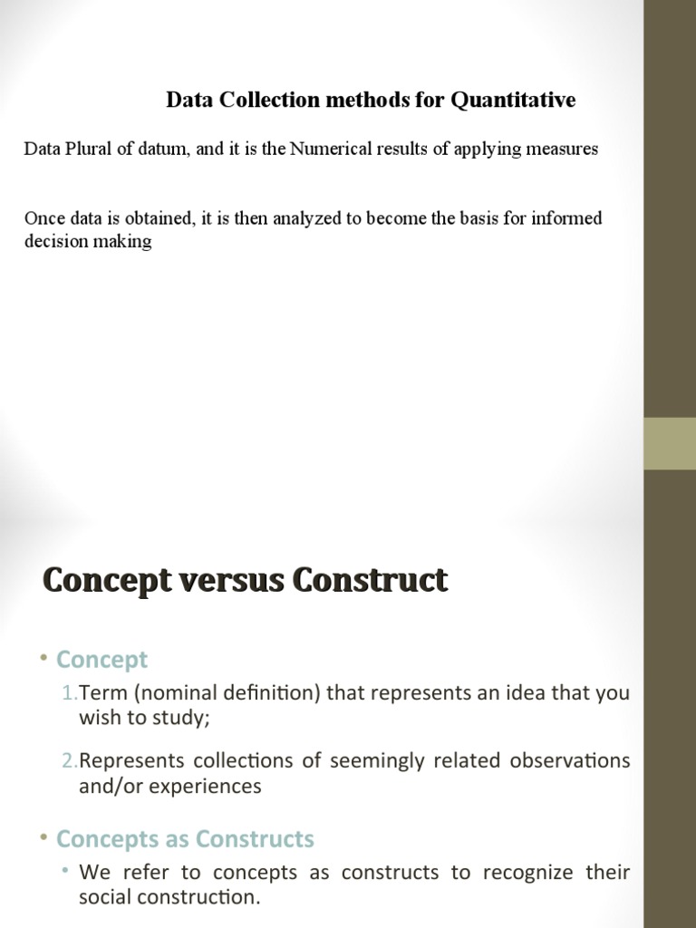Data Collection Methods PDF Level Of Measurement Validity