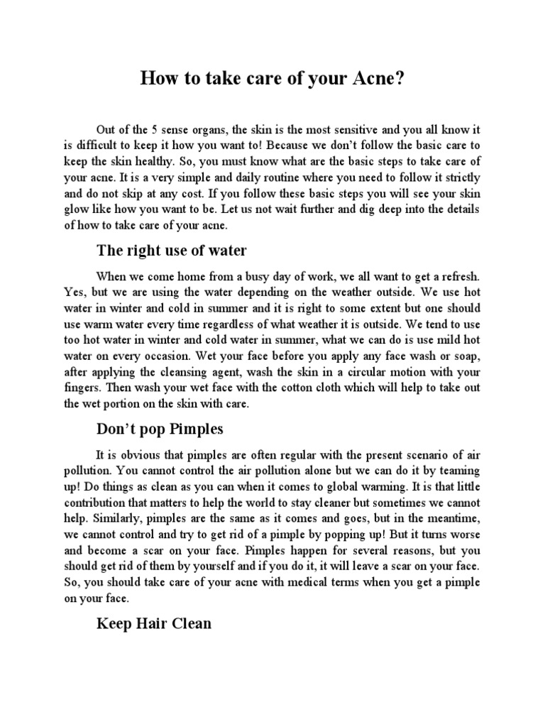 Essential Acne Care Tips for Healthy Skin | PDF | Pimple | Water