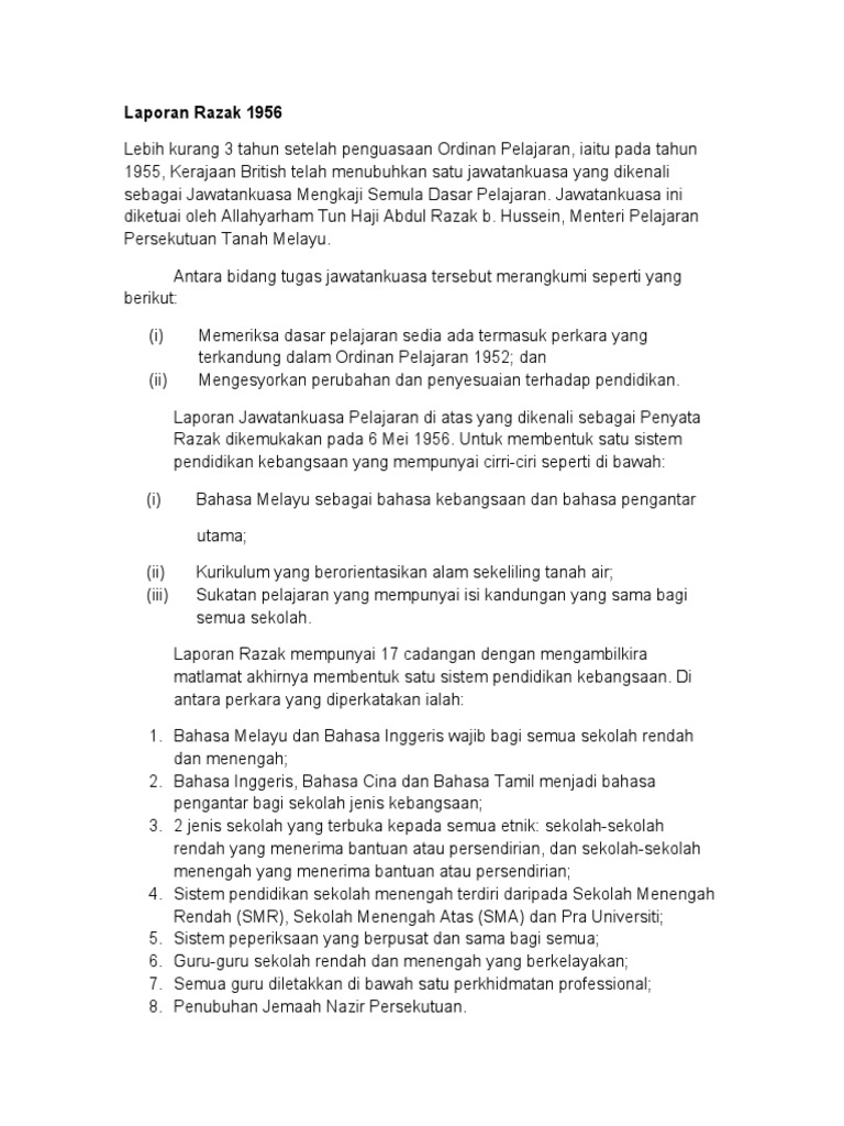 Laporan Razak 1956