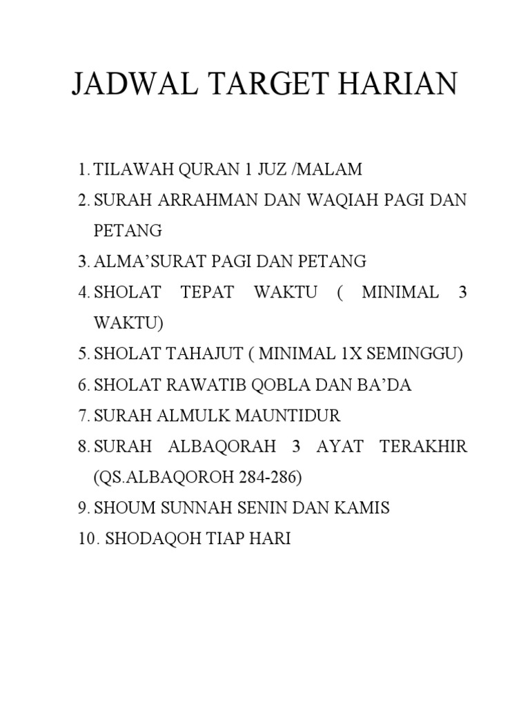 Jadwal Target Harian | PDF