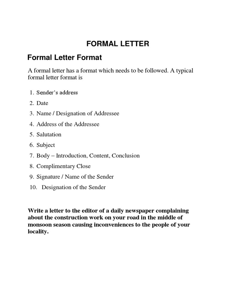A Formal Letter Format Professional Letter Templates [Word & PDF]
