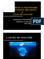 Levels of Analysis and Major Theories in International Relations