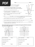 Algebra 1: Guided Notes Name - Period - Parts of A Quadratic Graph