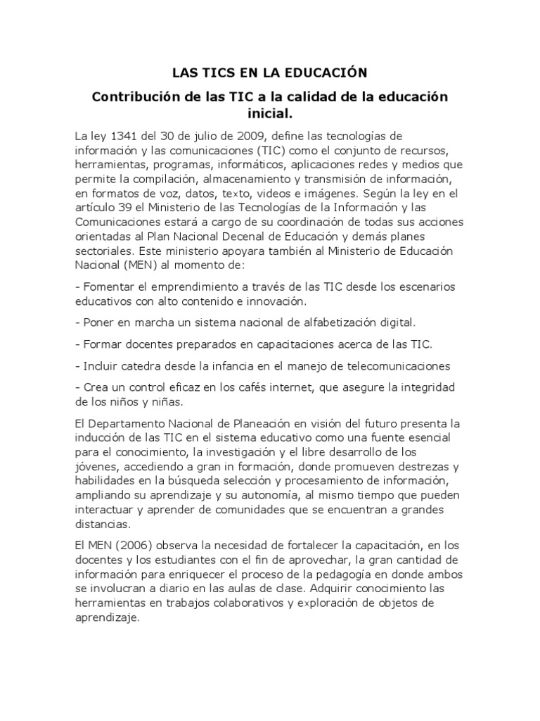 Impacto de las TIC en la educación | PDF | Tecnología de información y ...