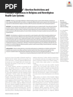 "My Hands Are Tied": Abortion Restrictions and Providers' Experiences in Religious and Nonreligious Health Care Systems