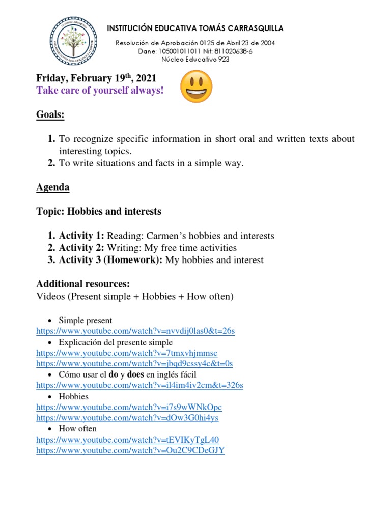 English Learning: Hobbies & Interests | PDF | Home & Garden
