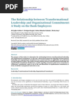 The Relationship Between Transformational Leadership and Organizational Commitment: A Study On The Bank Employees