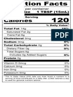 Nutrition Facts for 17 Servings in 1 TBSP