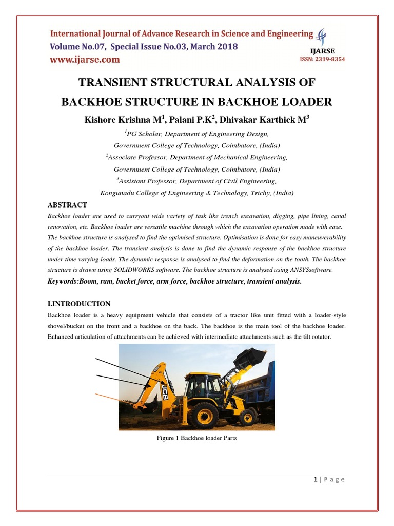 Transient Analysis of Backhoe Loader Structure | PDF | Loader ...