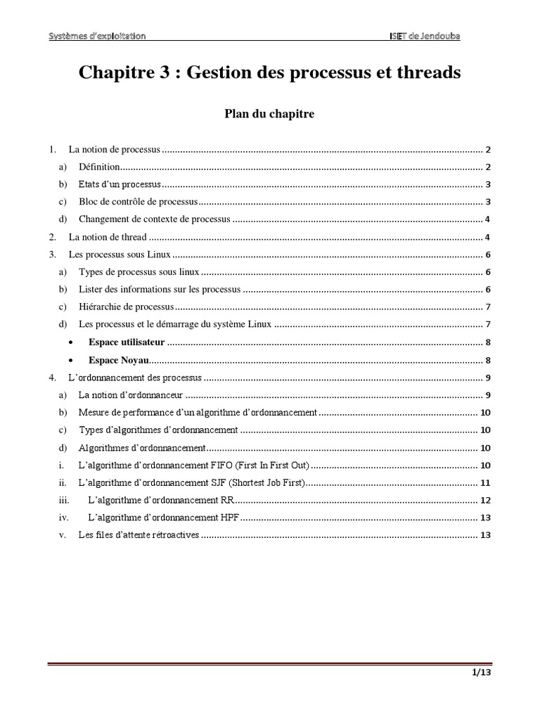 Gestion des processus et threads Linux | PDF | Thread (informatique ...