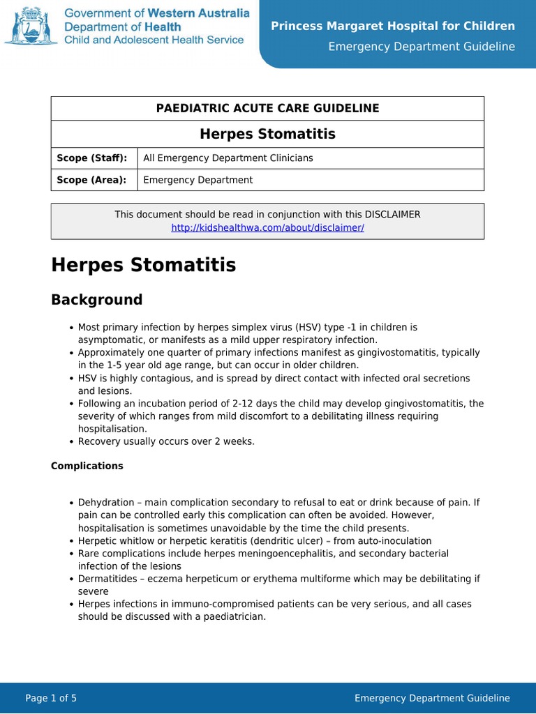 Pediatric Acute Care Guidelines (New) | PDF | Herpes Simplex | Infection