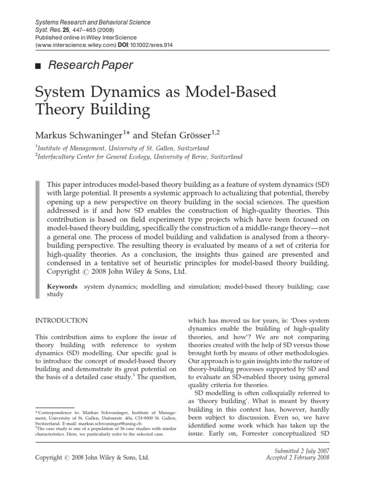 System Dynamics As Model-Based Theory Building | PDF | Conceptual Model ...