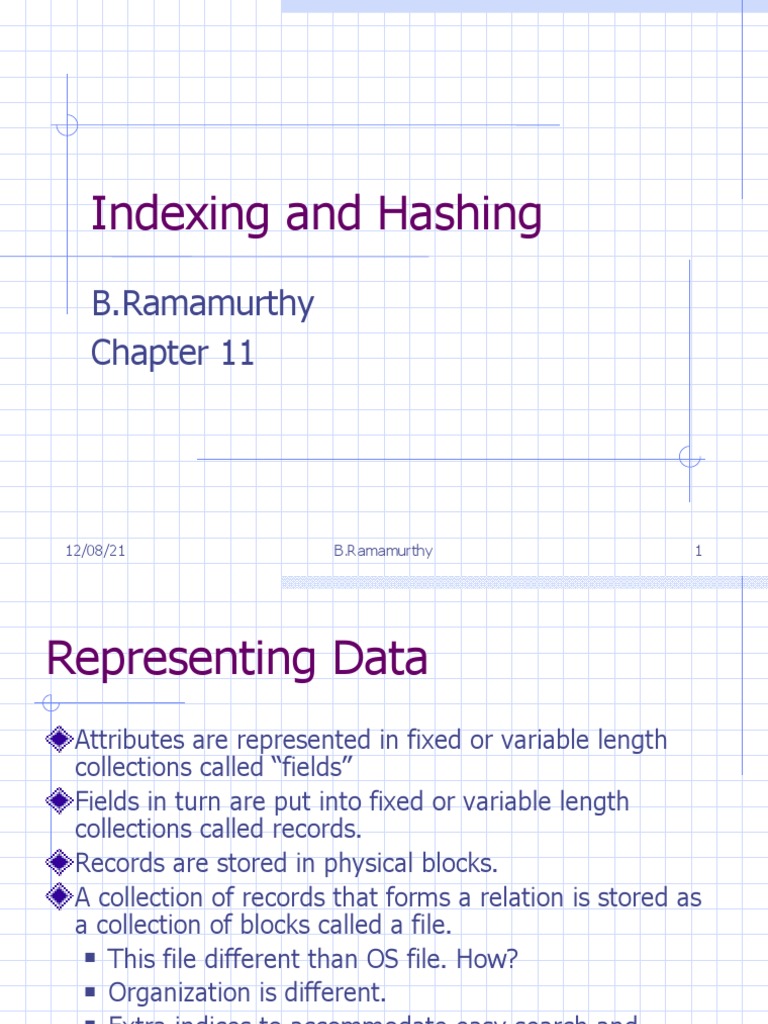 Indexing and Hashing: B.Ramamurthy | PDF | Database Index | Computer ...