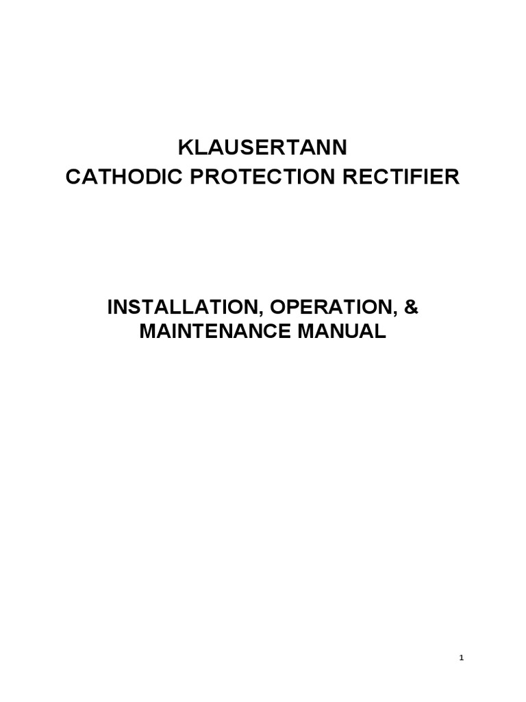 Cathodic Protection Rectifier Manual | PDF | Rectifier | Direct Current