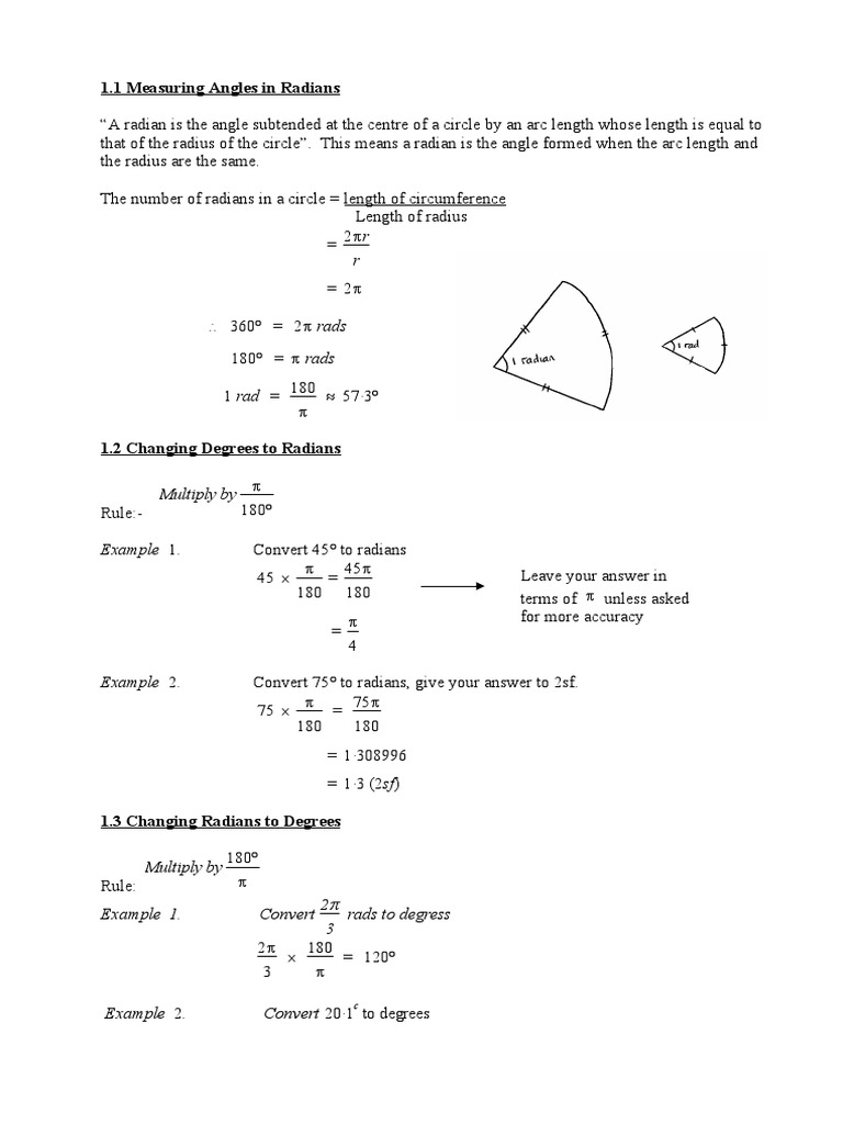 Circular Measure and Angle Formulas | PDF | Angle | Euclidean Plane ...