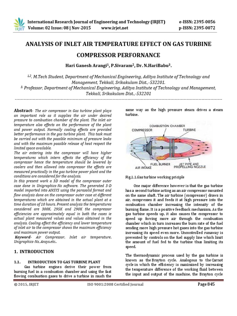 Analysis of Inlet Air Temperature Effect On Gas Turbine Compressor ...