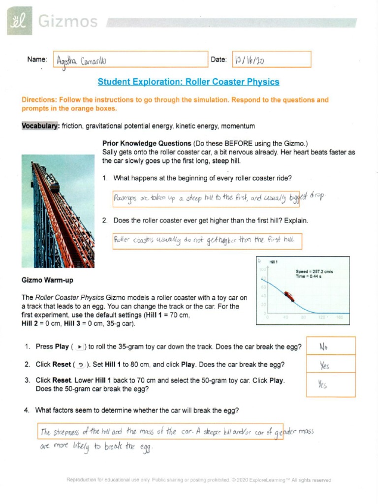 Roller Coaster Gizmo PDF