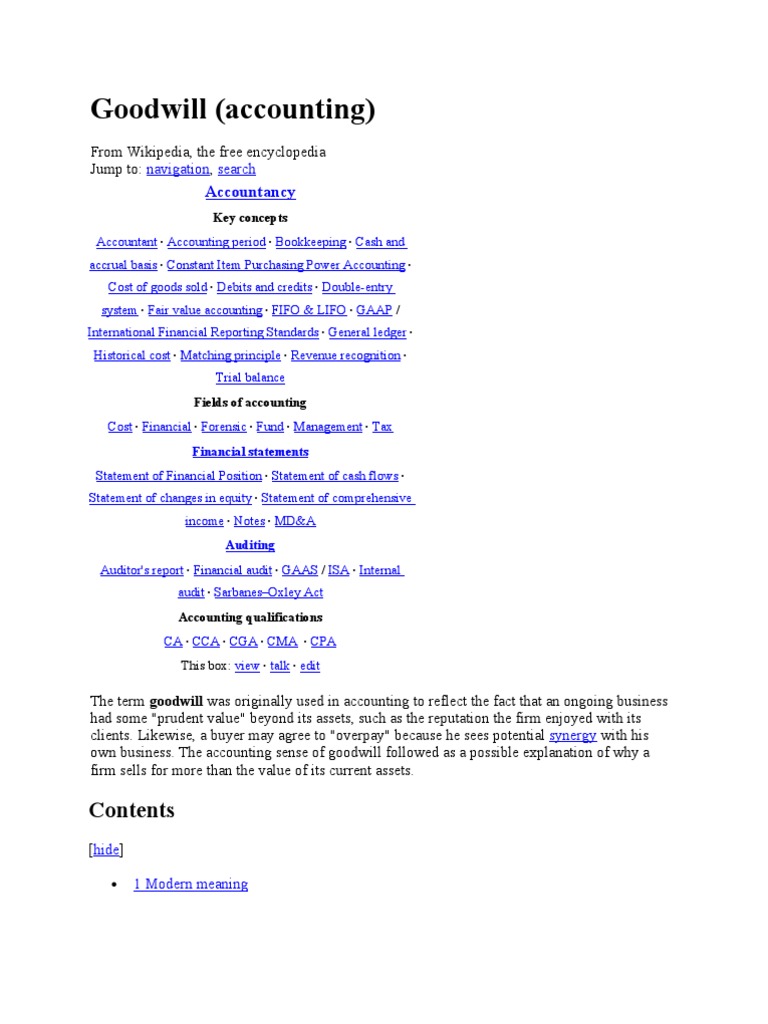 Goodwill Accounting Accountancy Pdf Goodwill Accounting