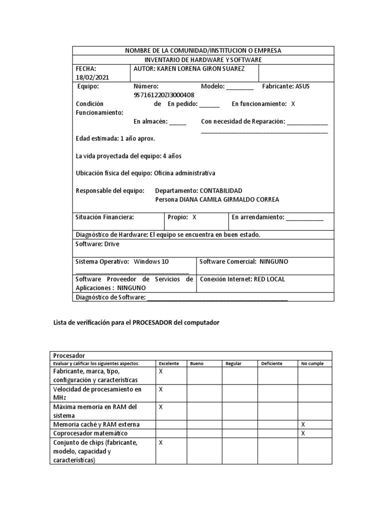 Inventario de Hardware y Software | PDF | Programa de computadora ...
