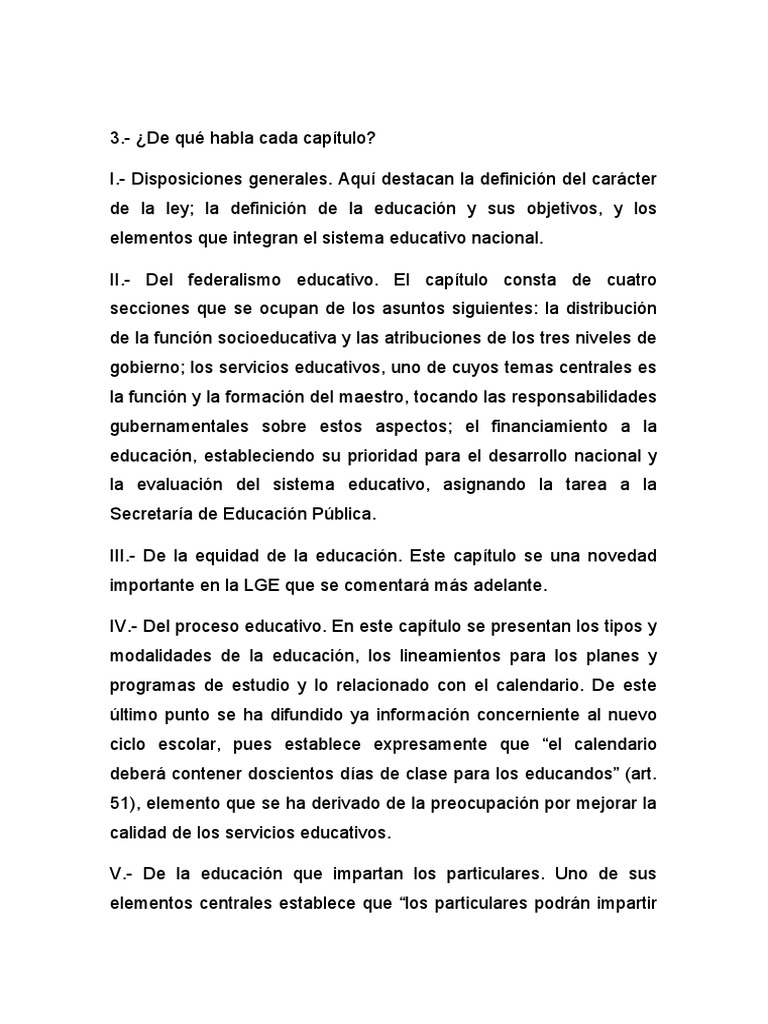 Resumen Ley Federal de Educacion | PDF | Educación de la primera ...
