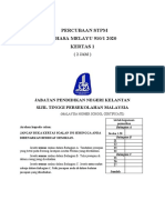 Percubaan STPM BAHASA MELAYU 910/1 2020 Kertas 1: Jabatan Pendidikan Negeri Kelantan Sijil Tinggi Persekolahan Malaysia