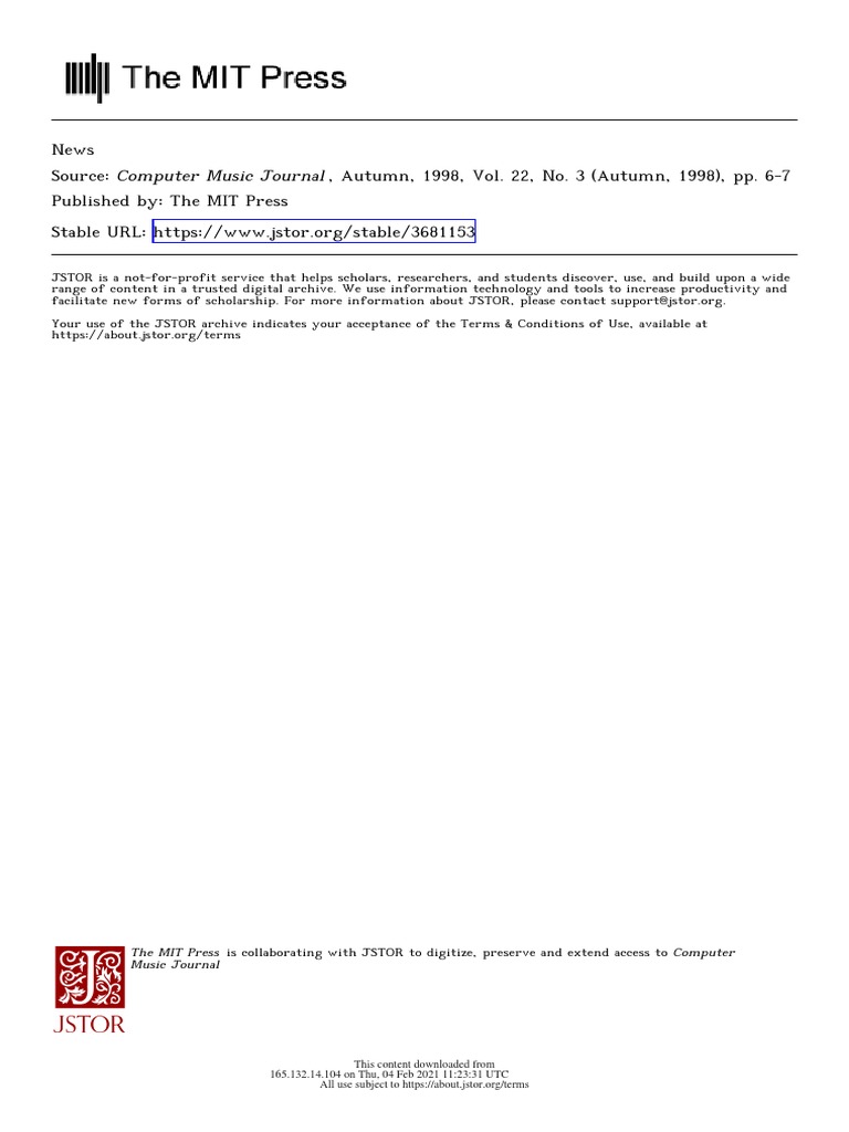News Computer Music Journal Autumn 1998 PDF Contemporary Music