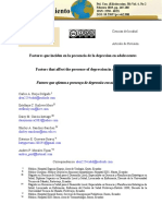 Factores Que Inciden en La Presencia de La Depresion en Adolescentes Factors That Affect The Presence of Depression in Adolescents