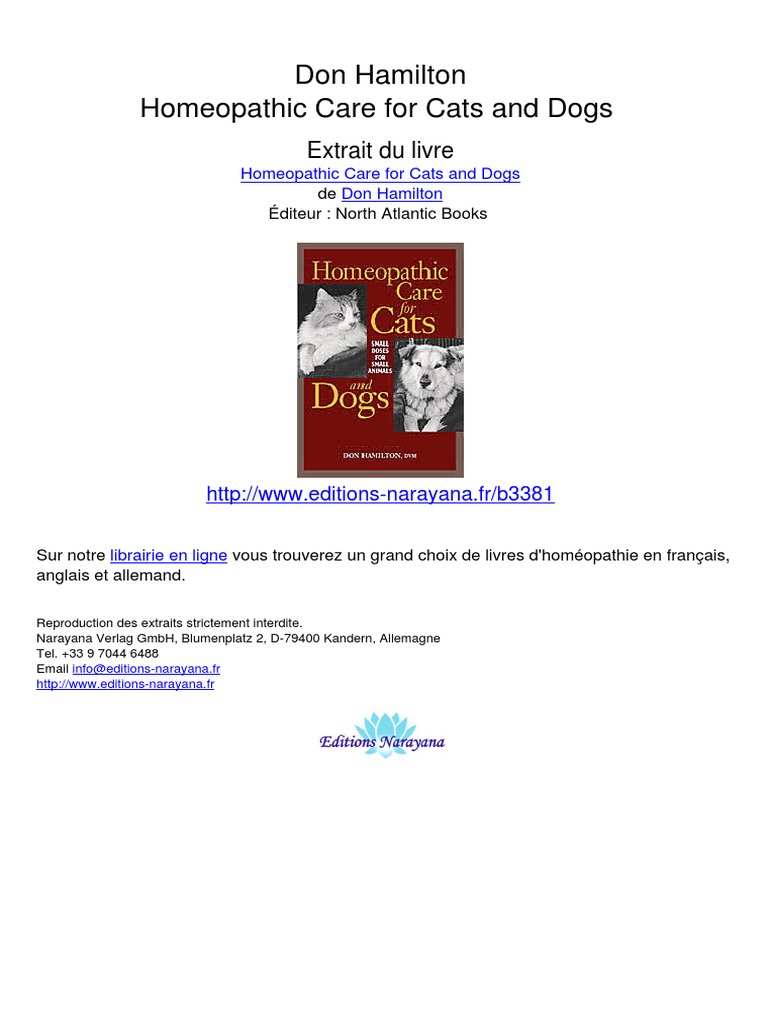 Homeopathic Care For Cats and Dogs Don Hamilton.03381 1contents PDF