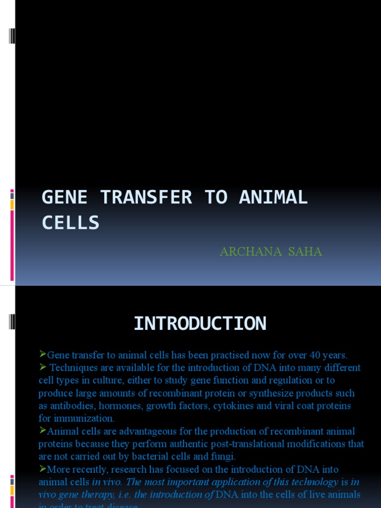 Gene Transfer Techniques for Animal Cells | PDF | Transfection ...