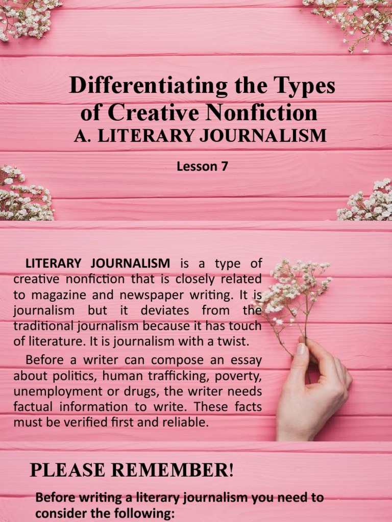 Differentiating The Types of Creative Nonfiction: A. Literary ...