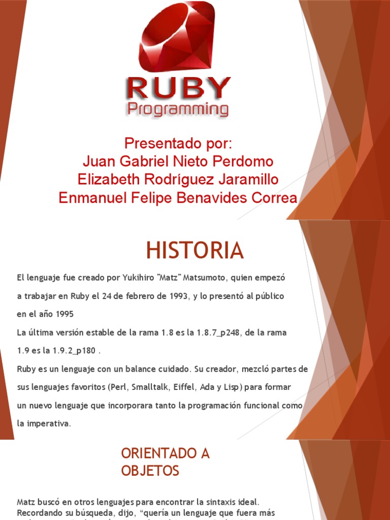 Historia y uso del lenguaje Ruby | PDF | Ruby (lenguaje de programación ...