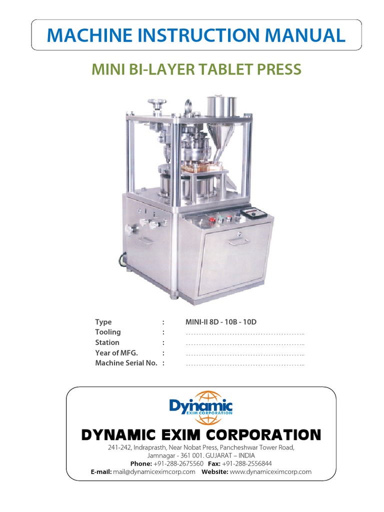 Mini BI Layer Teblet Press | PDF | Tablet (Pharmacy) | Lubricant