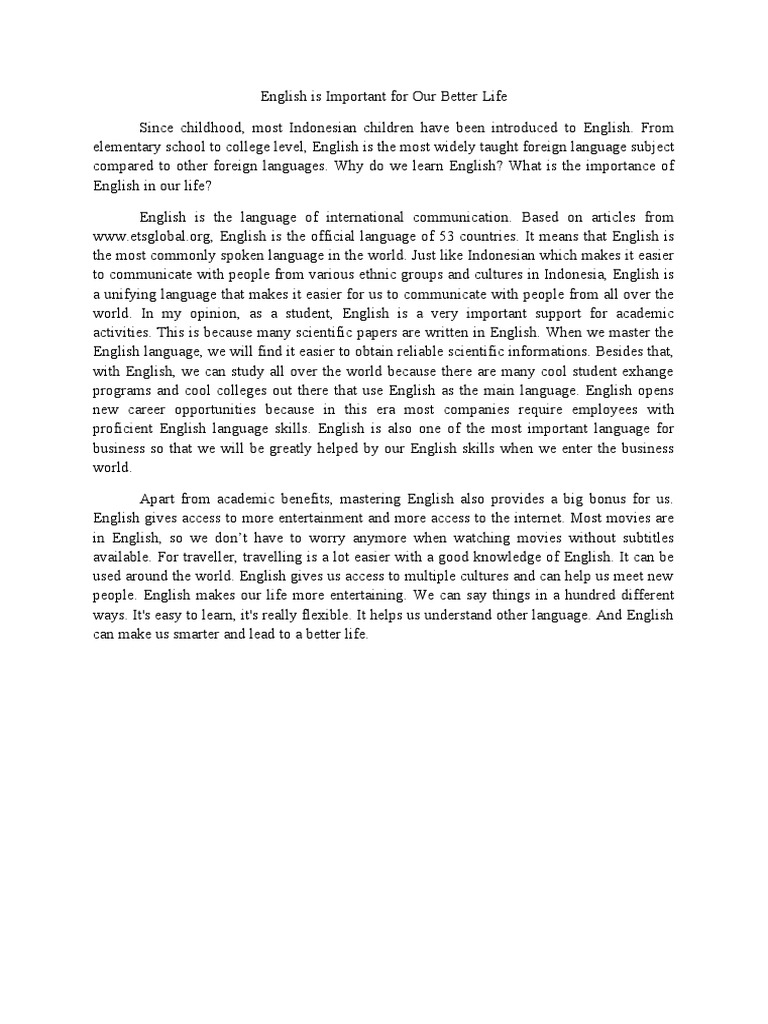 English Is Important For Our Better Life | PDF