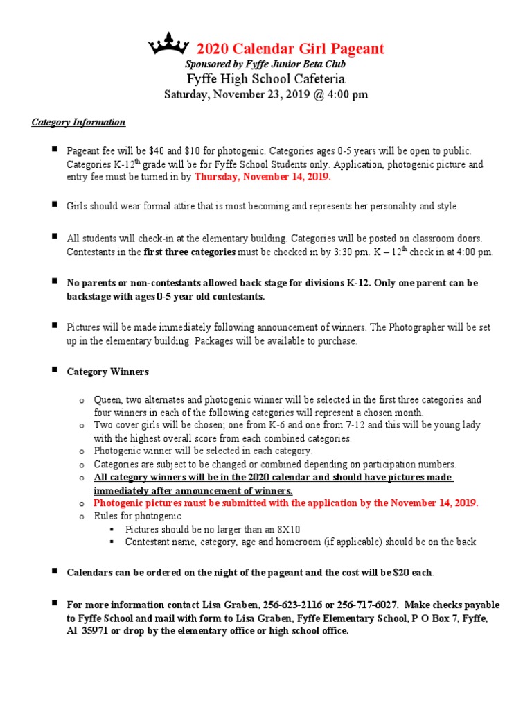 Fyffe School Pageant Details | PDF | Schools