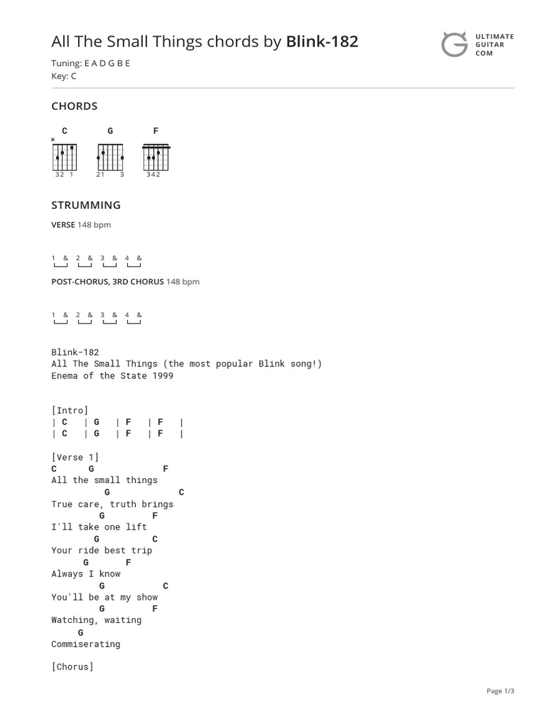 cause all of the small things that you do lyrics chords