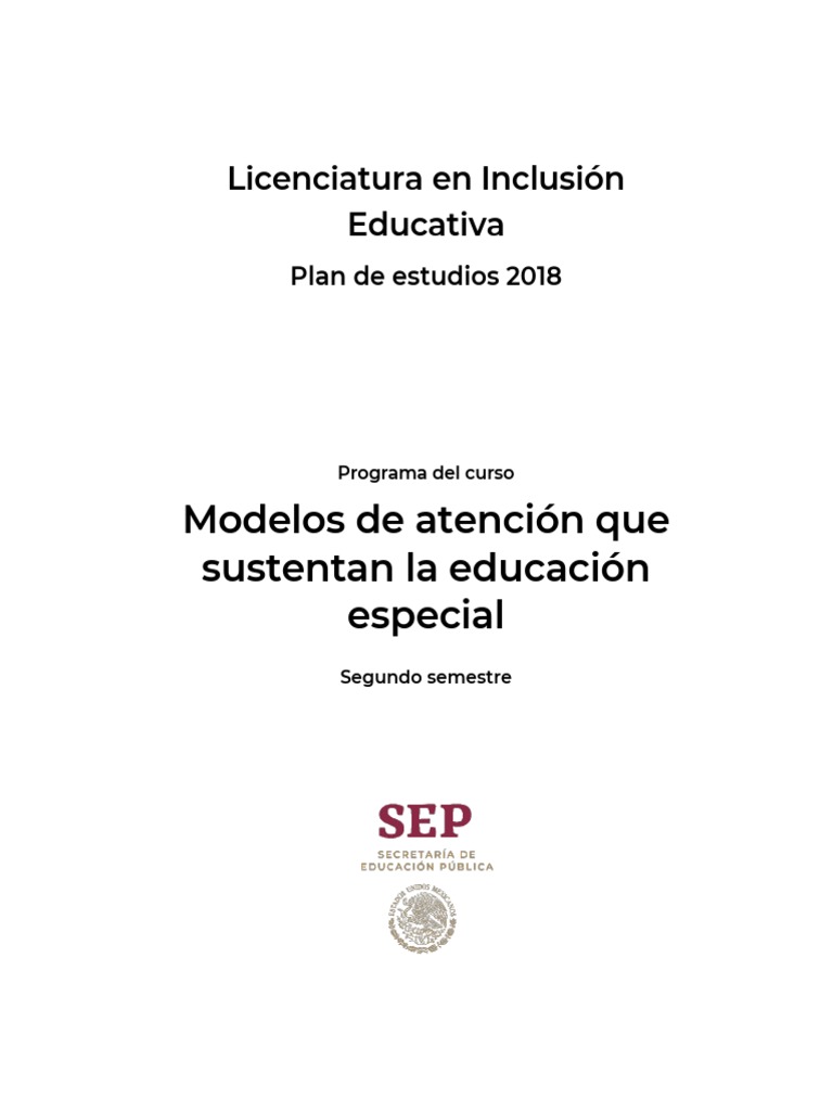 Modelos de Atención en Educación Especial | PDF | Plan de estudios ...